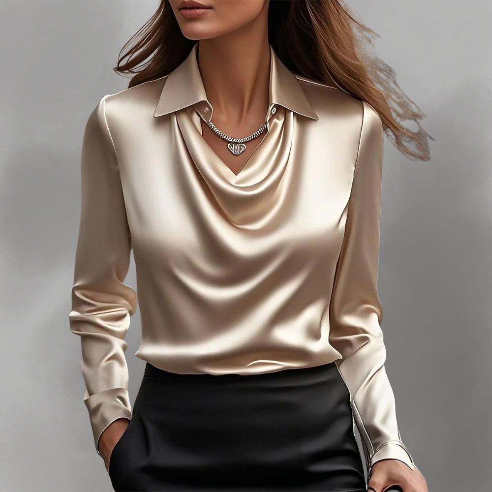 Signy | Elegant bluse med drapert hals