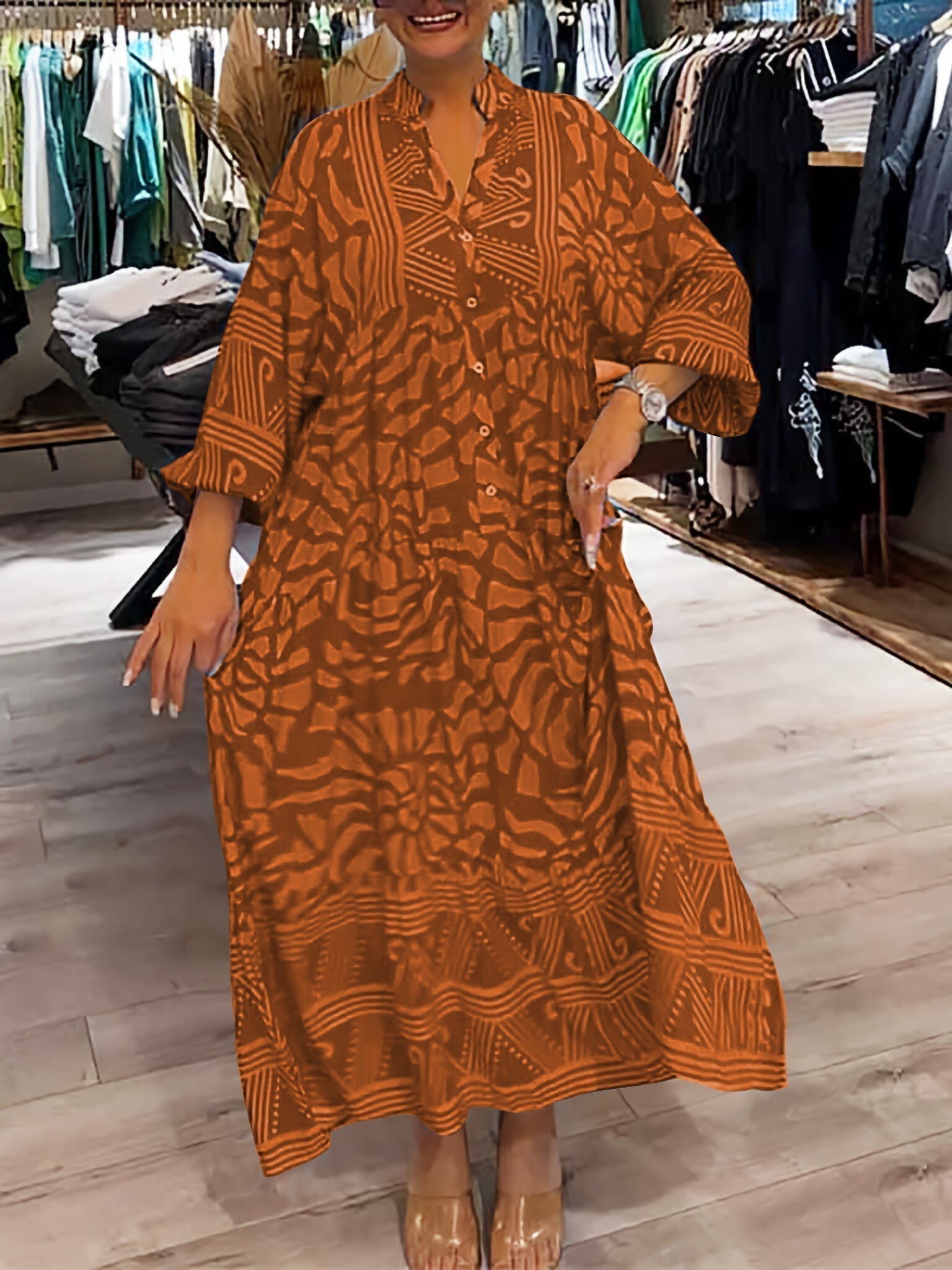 Ilona | V-halskjole med print