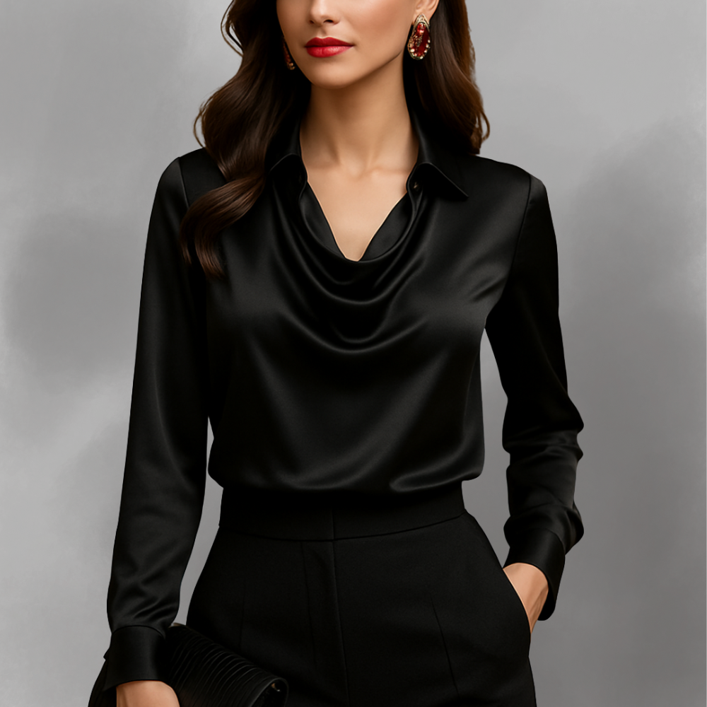 Signy | Elegant bluse med drapert hals