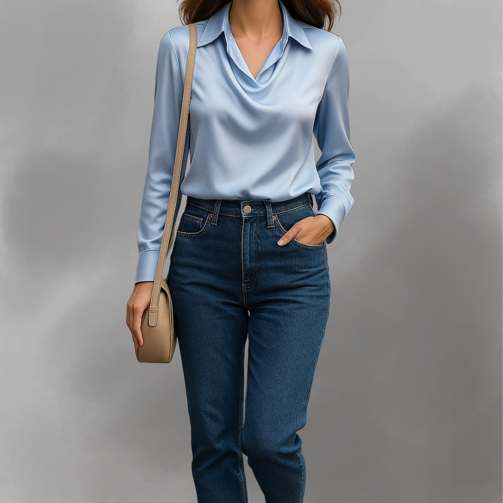 Signy | Elegant bluse med drapert hals