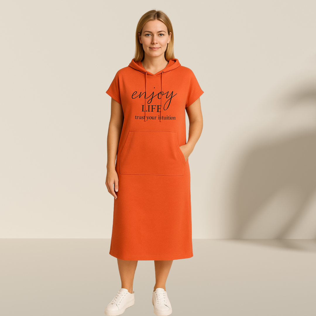 Ebba™ | Løs kjole med hette og feminin passform